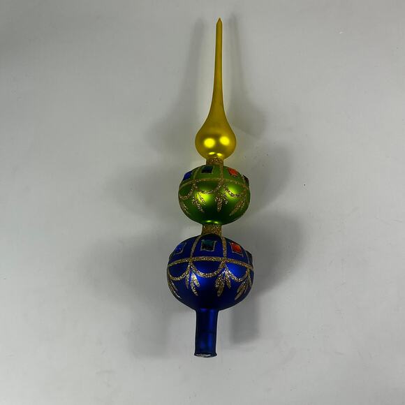 Department 56 Finial Christmas Tree Topper Large 14.5" Rare Vintage Poland Green - Picture 1 of 12